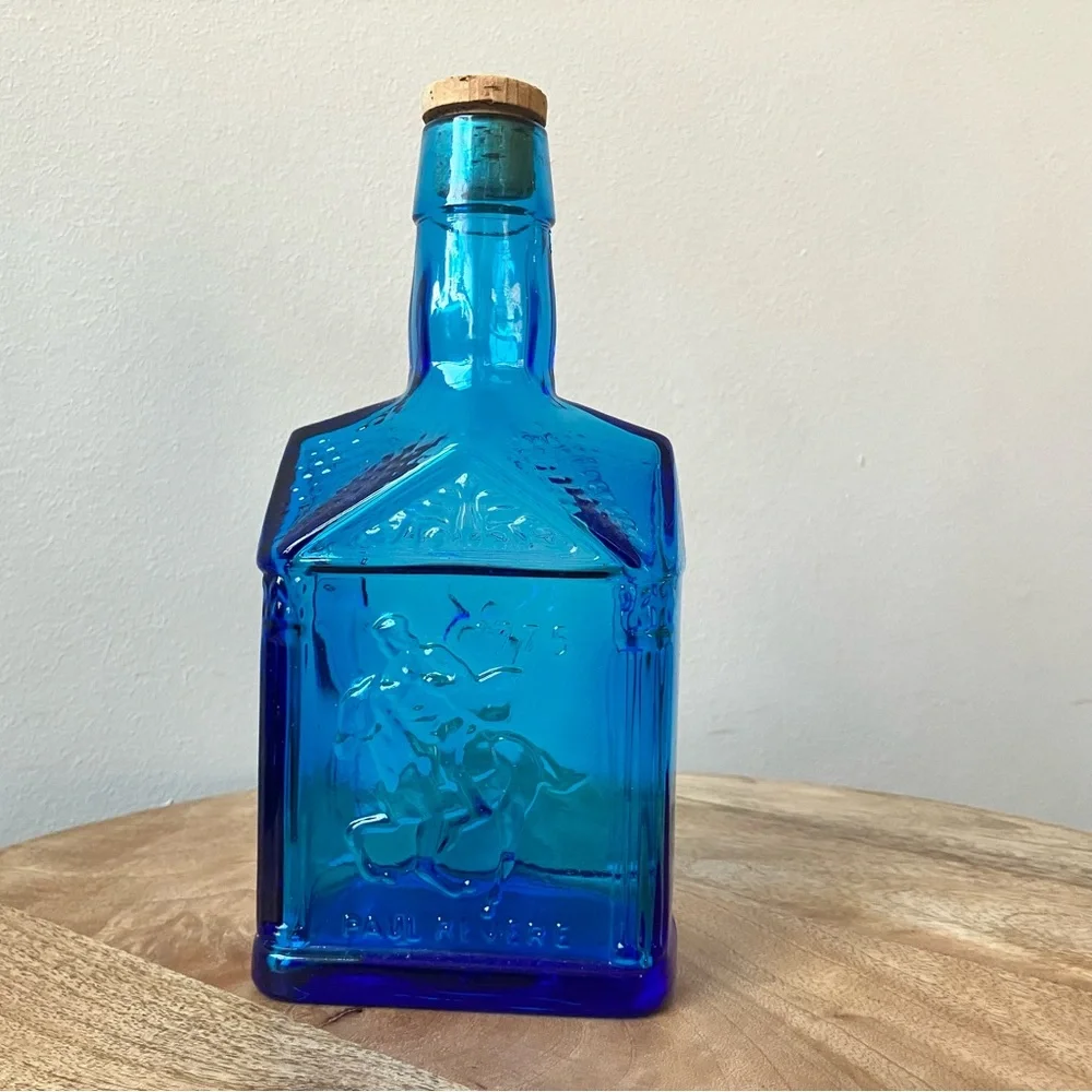 Paul Revere 1775 Blue Wheaton Glass Bottle